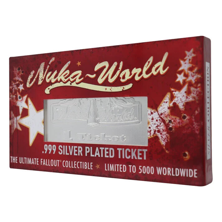 Fallout Limited Edition .999 Silver Plated Replica Nuka World Ticket LE rare NEW