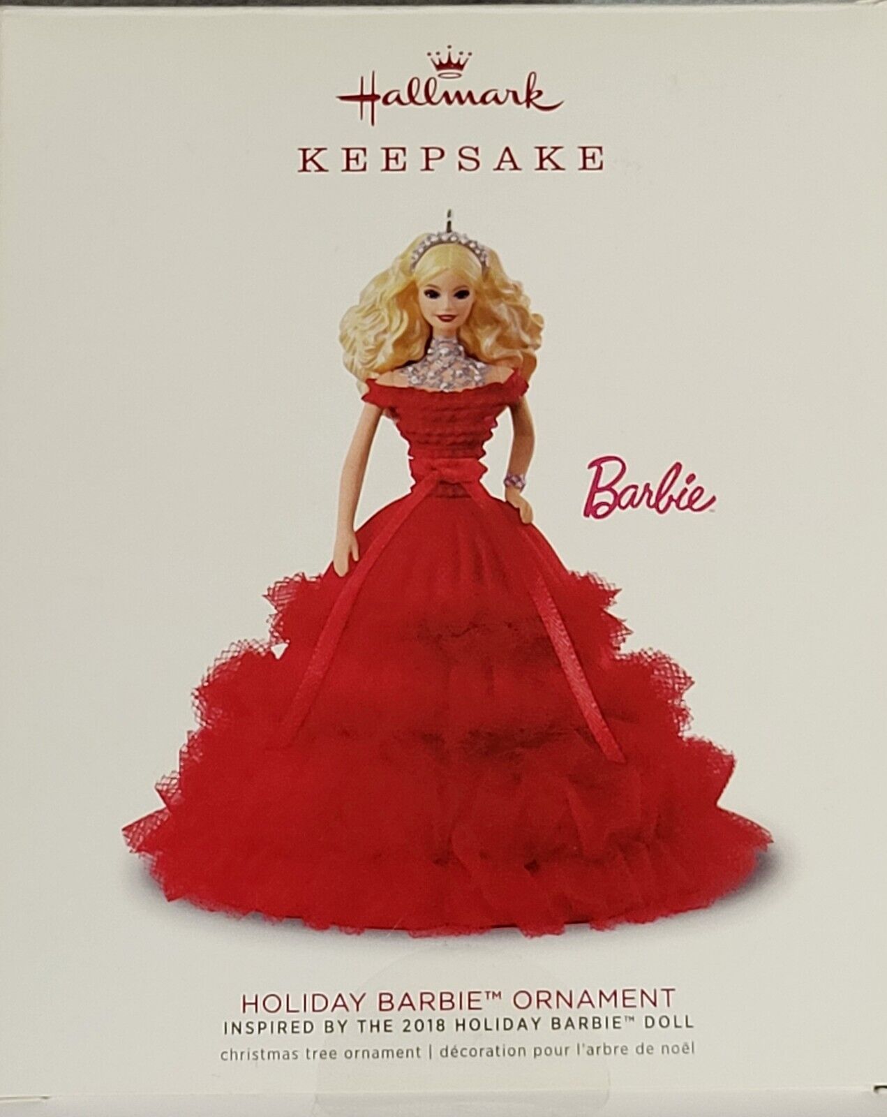 Hallmark Keepsake Ornament 2018 Holiday Barbie #4 In Series Red Dress Blond Hair