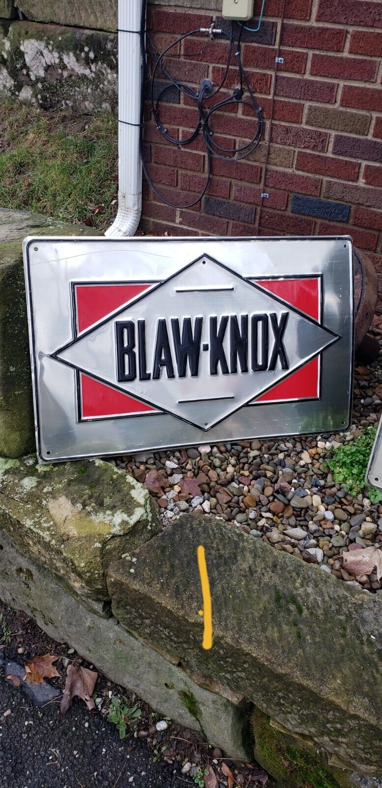 BLAW-KNOX CRANE SIGN Embossed Self Framed Scioto Sign Company MADE IN USA