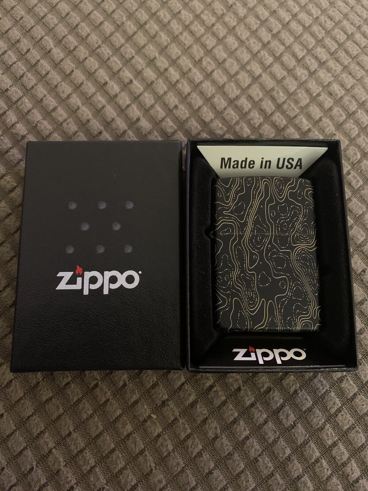 Zippo Lighter Black-Topo Camo- Custom Engraved Zippo- New