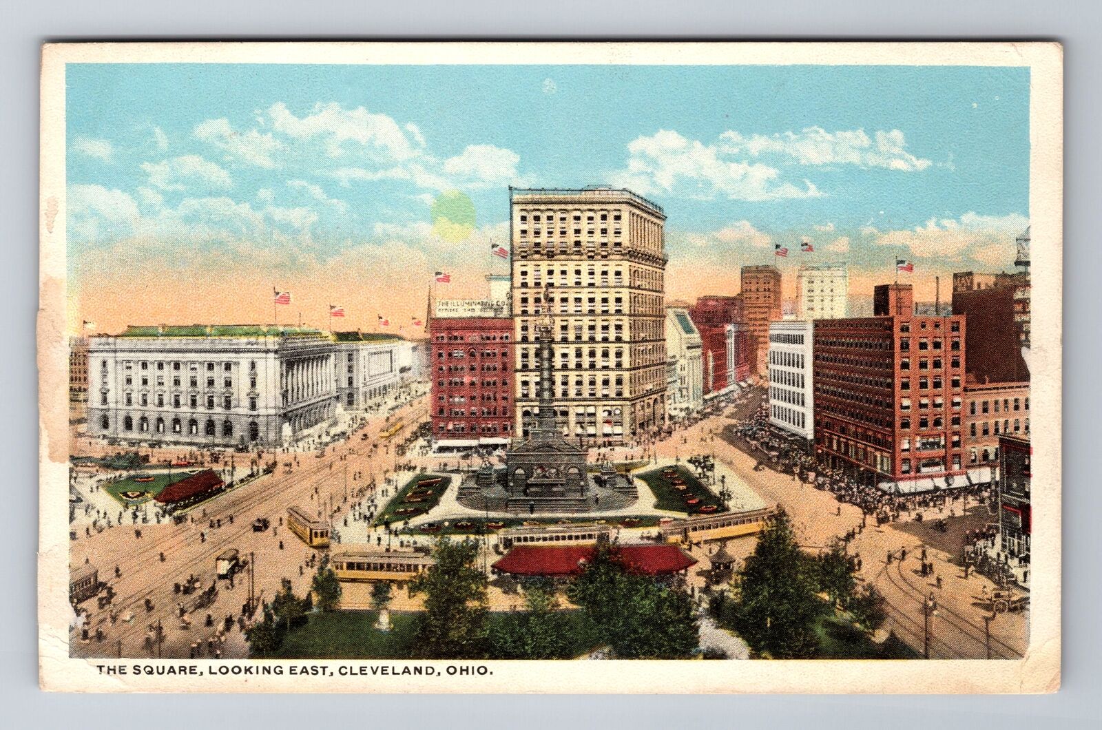 Cleveland OH-Ohio, The Square Looking East, Antique Vintage Souvenir Postcard