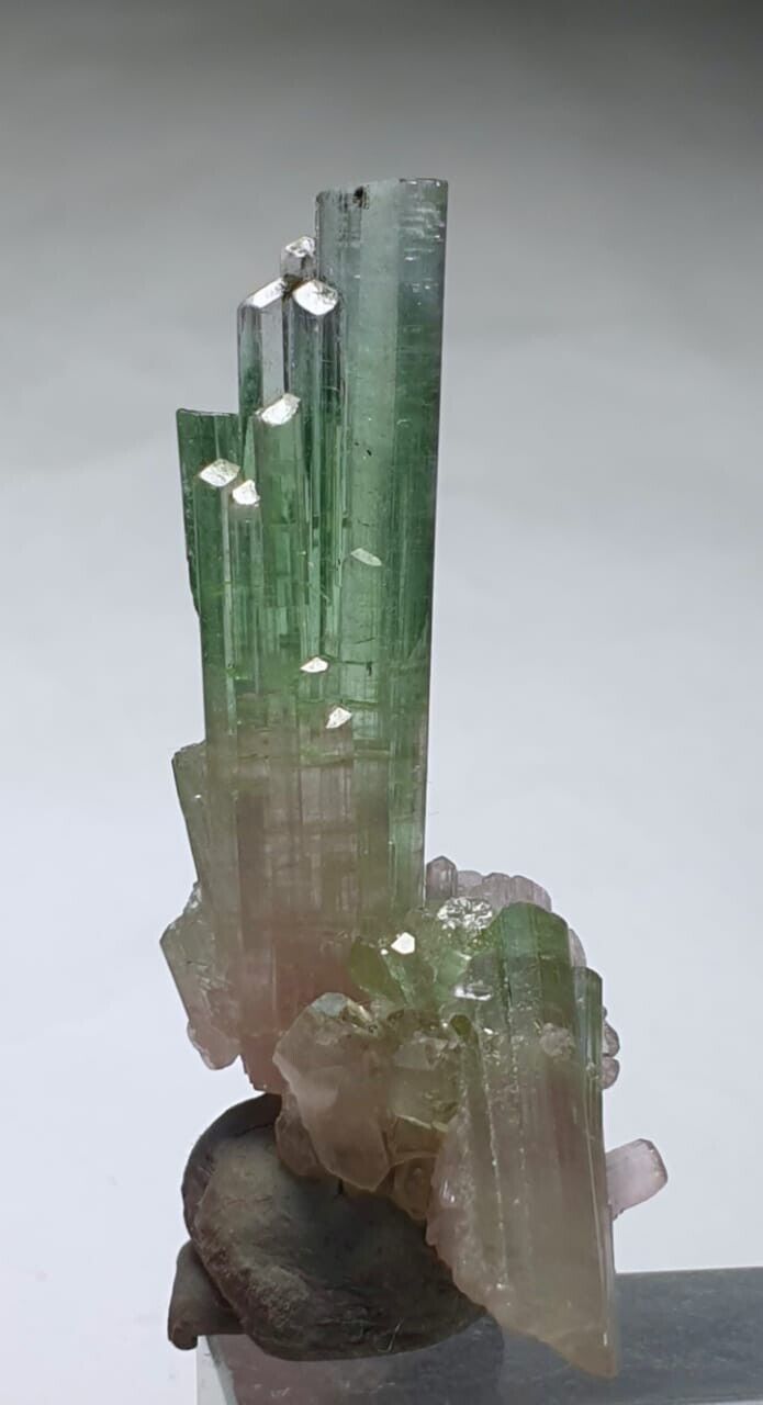 5.65 Tri Colour Polished Terminated Tourmaline Cluster with Child from Afghanist