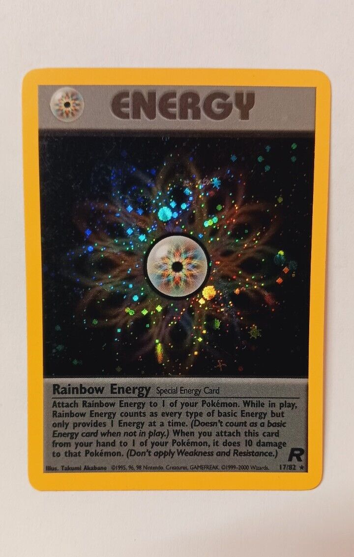 Rare MINT+ Rainbow Energy Original #17 Team Rocket Holo Swirl Pokemon Card
