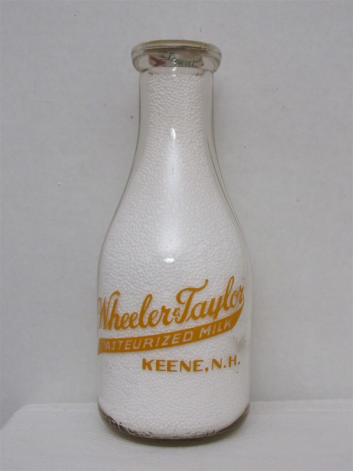 TRPQ Milk Bottle Wheeler & Taylor Dairy Keene NH GUARDING YOUR HEALTH 1941