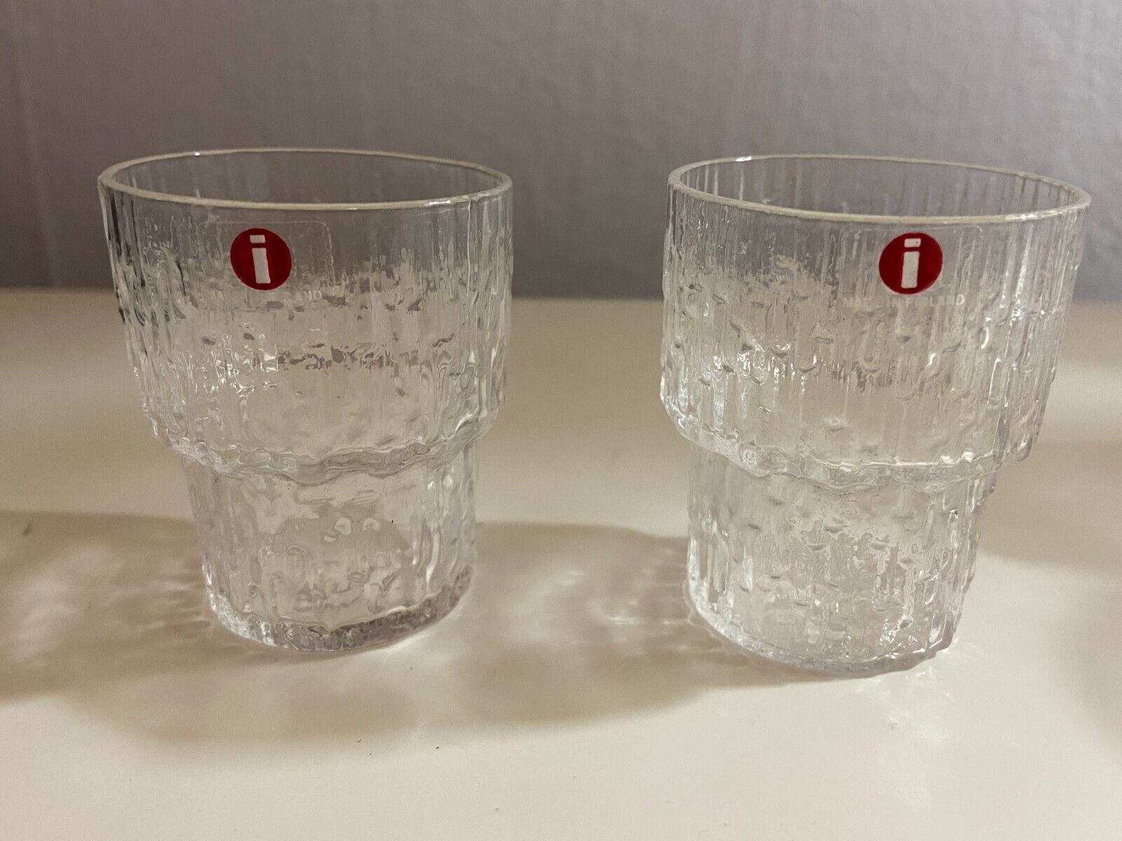 Iittala Paadar Shot Liquor Glasses Tapio Wirkkala Iceberg Icicle Set of 2