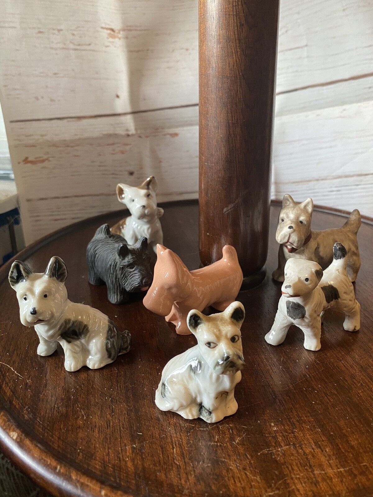 Antique Bundle Of 7 Figurine Dogs Terrier Breeds