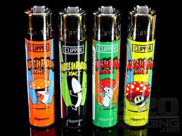 Clipper Flint Lighter 48 CT Mushroom Dance Collection Reusable & Refillable