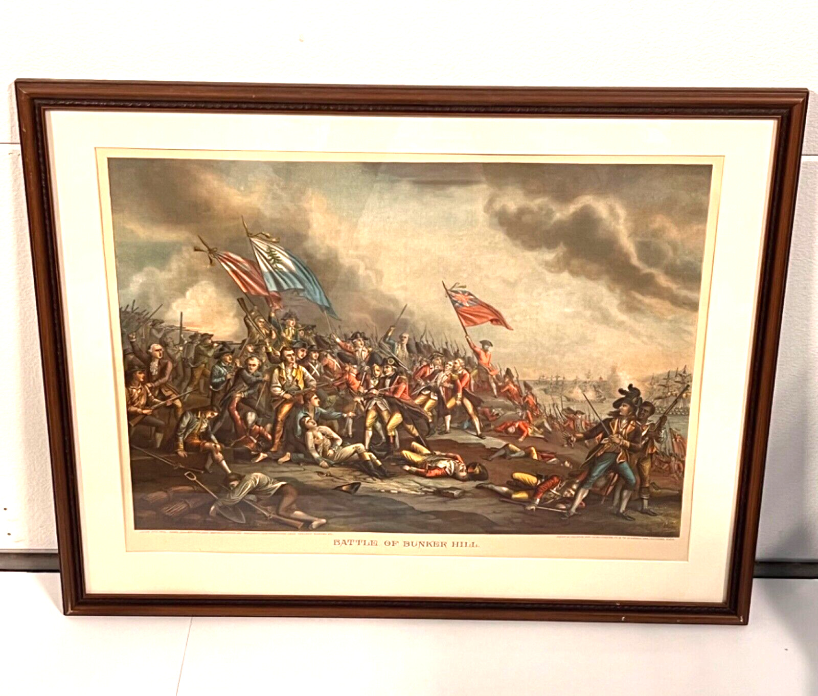 Original Framed Litho of “Battle Of Bunker Hill”; Kurz and Allison
