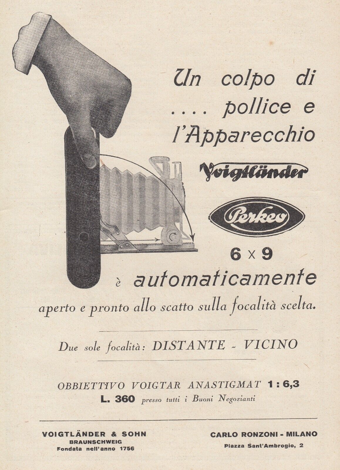 Y1658 Massager Photographic Voigtlander Perkeo, Advertising 1929, Advertising