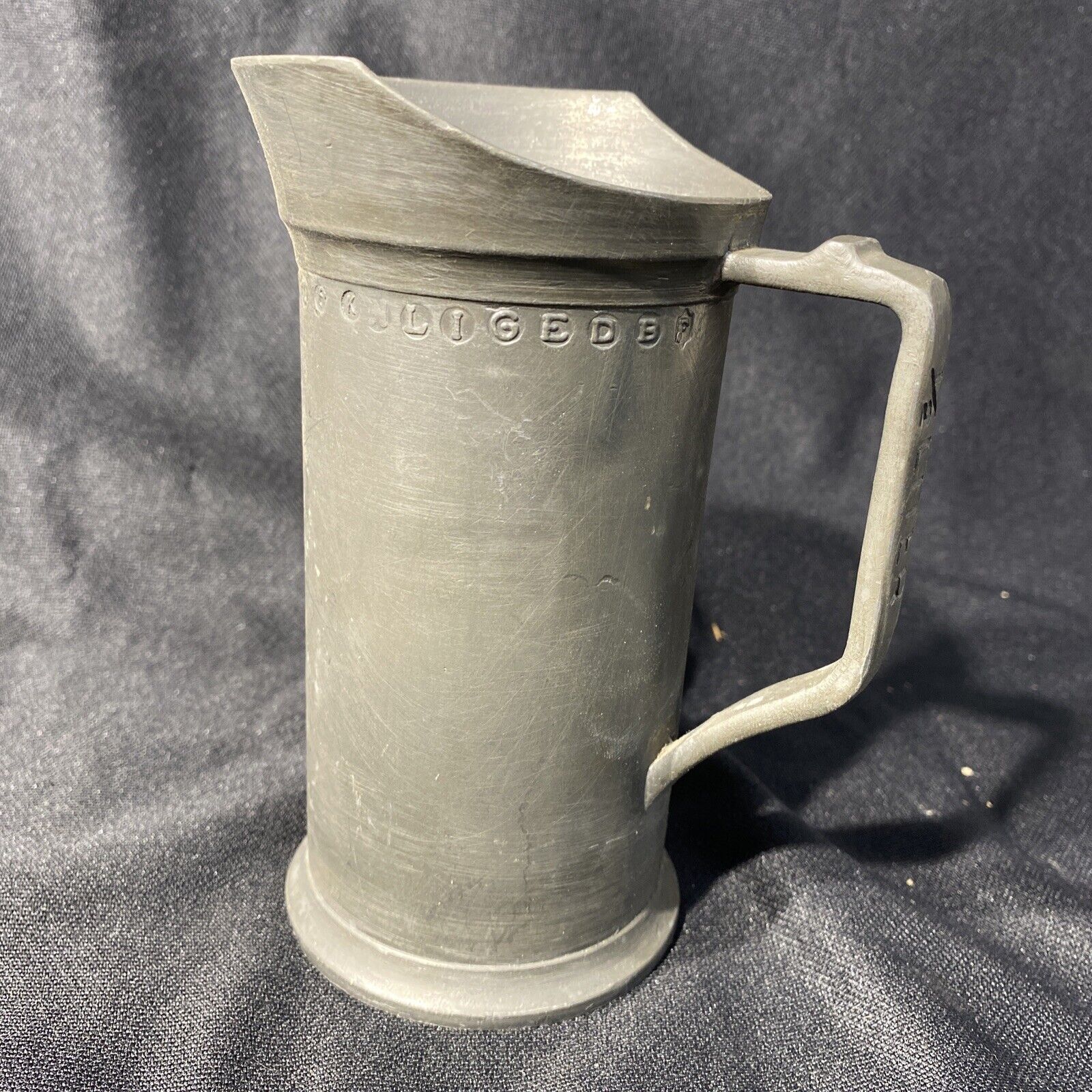 Antique Pewter 1/2 of Liter Measuring Pitcher 1800 - 1830 France w/ Hallmarks