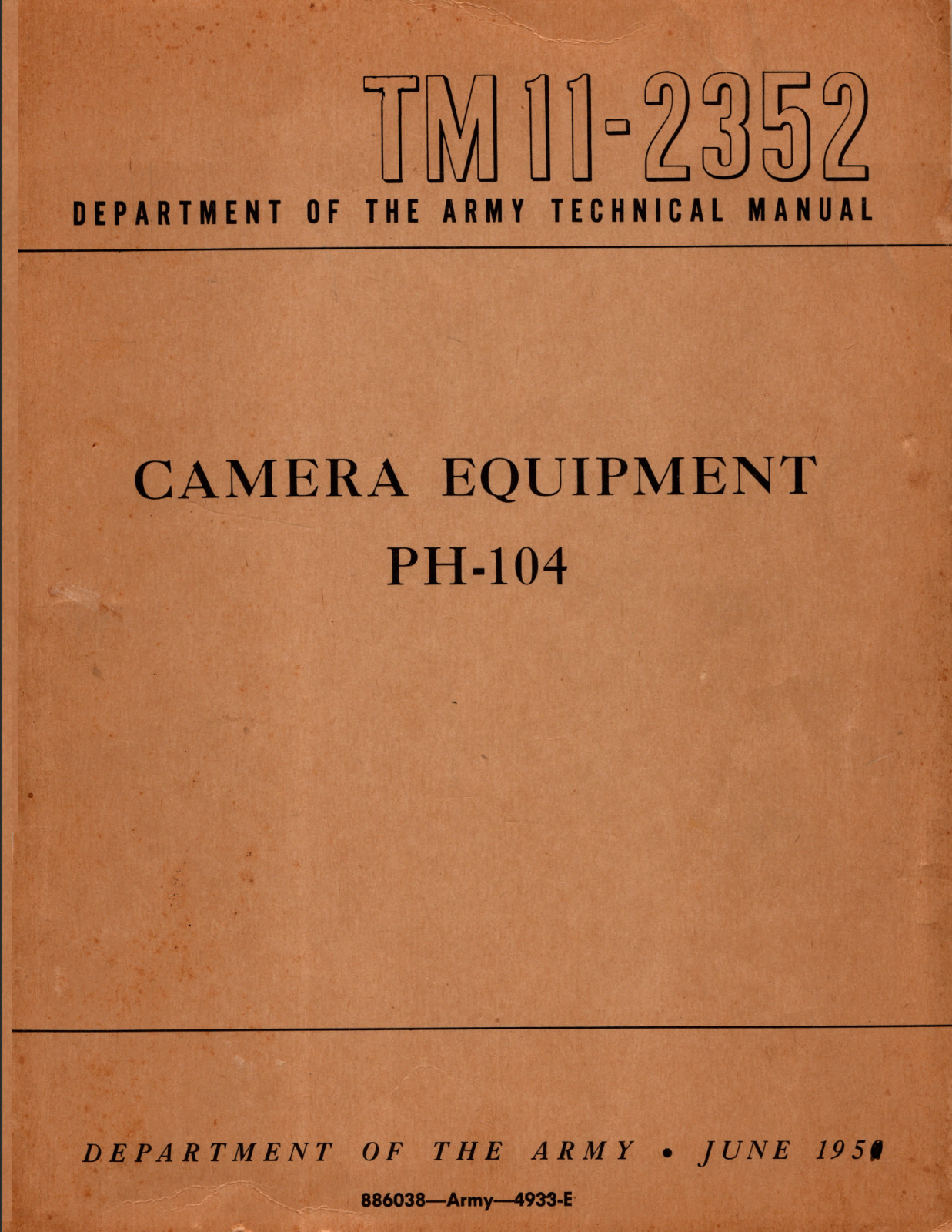 208 Page 1950 TM 11-2352 CAMERA EQUIPMENT PH-104 PH-47 Graflex Manual on Data CD