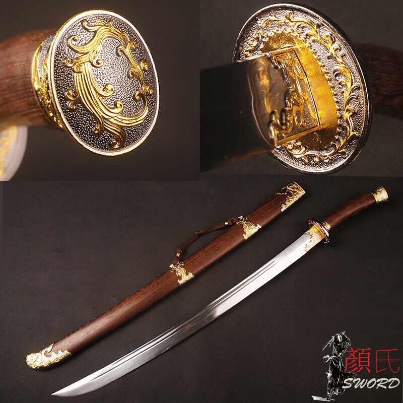 95CM Phoenix Chinese Damascus Folded Steel Handmade Qing Dynasty DAO Sharp Sword
