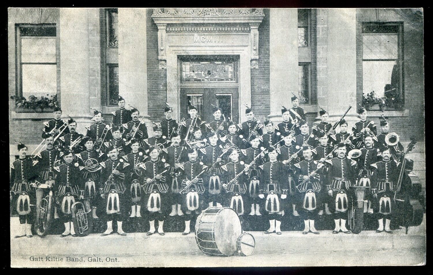 GALT Ontario Postcard 1906 Kiltie Military Band