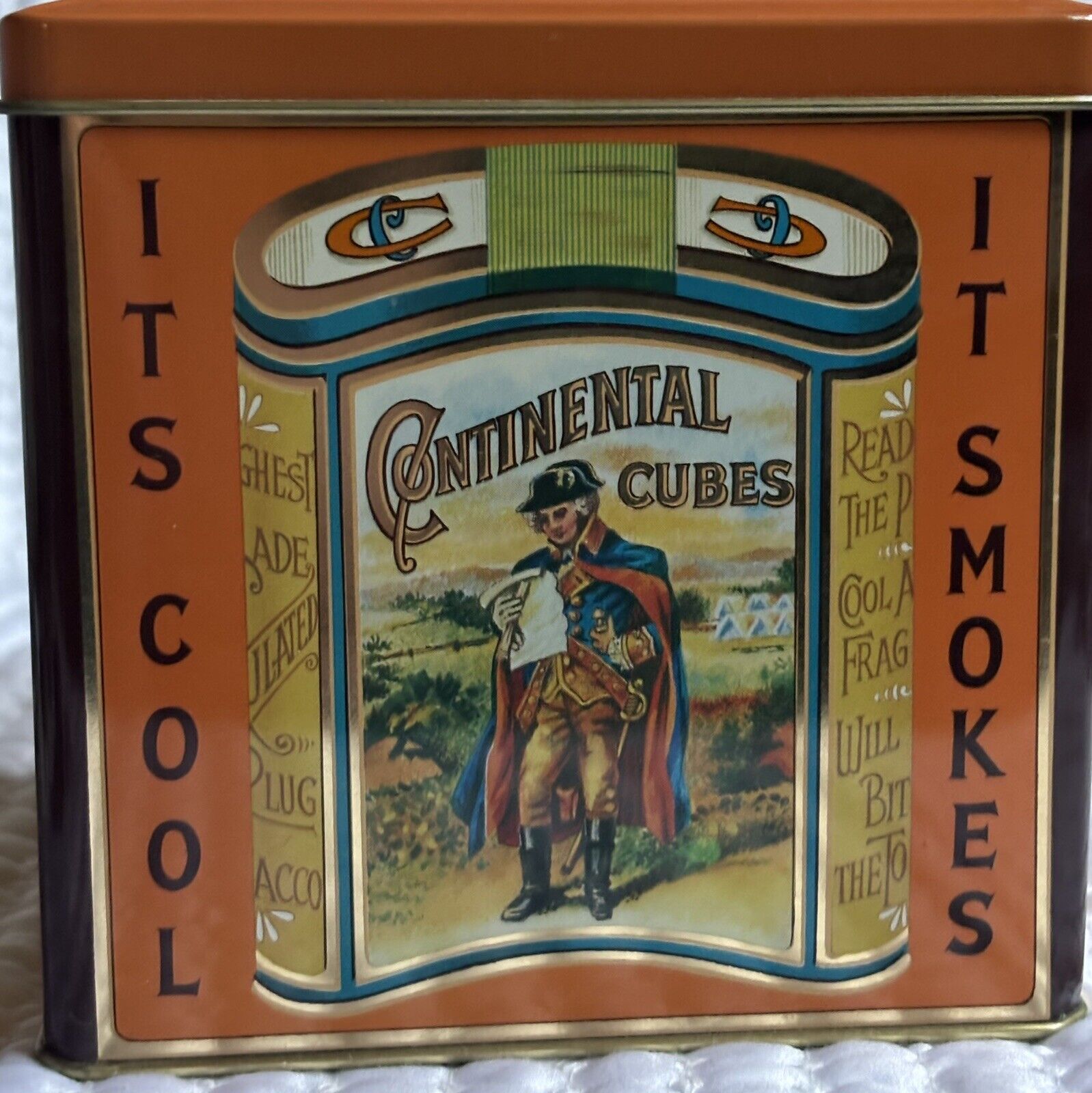 Continental Cubes Ready For The Pipes Metal Tin Made In England Tobacco Tin Used