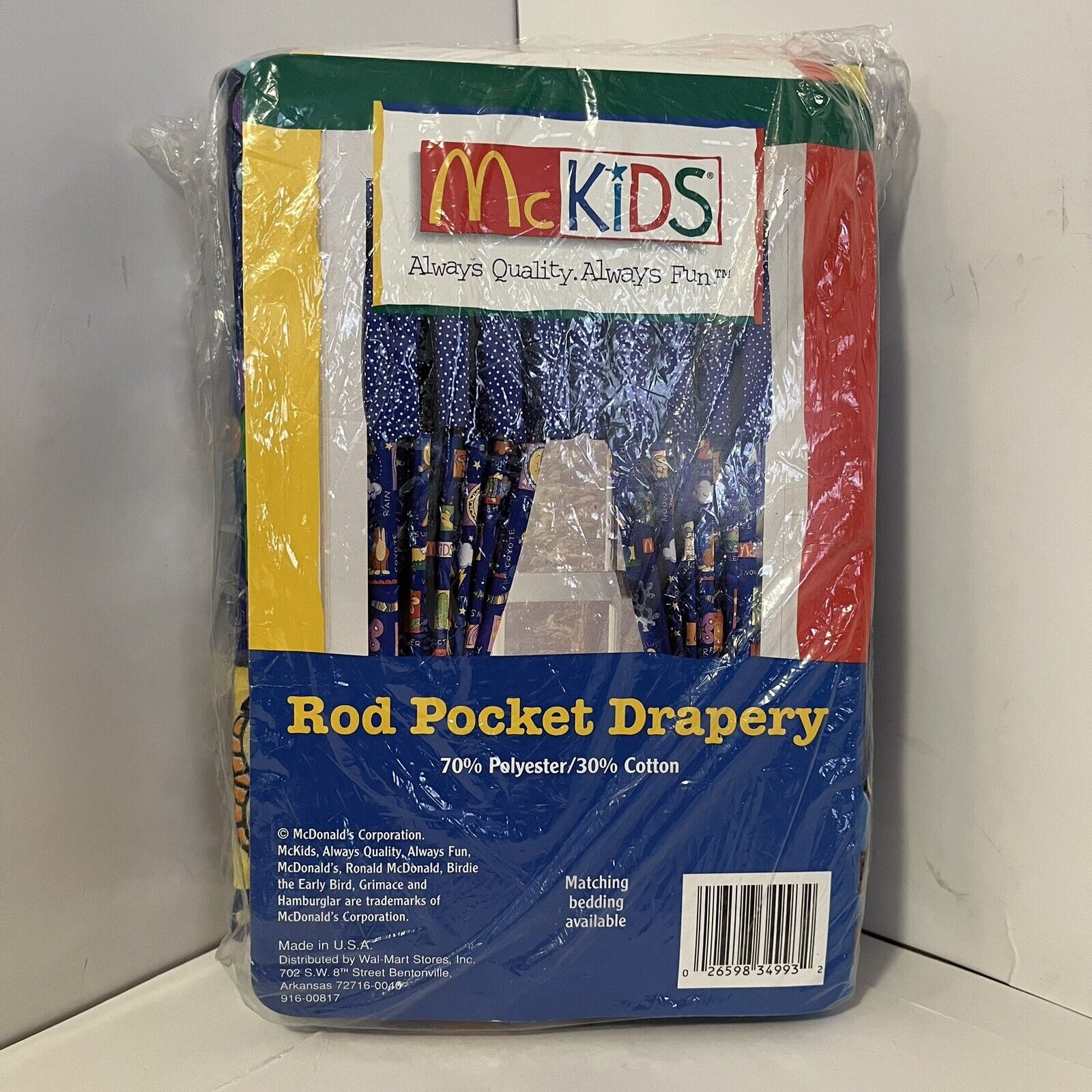 Vintage 90s McDonalds McKids Rod Pocket Drapery Curtain Decor Kids Meal