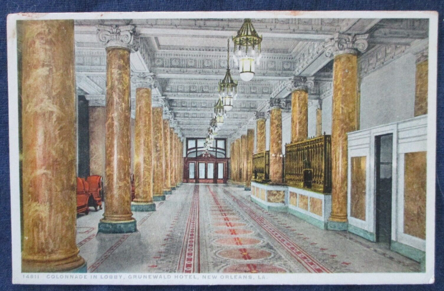 1910s New Orleans Louisiana Grunewald Hotel Lobby Interior Postcard