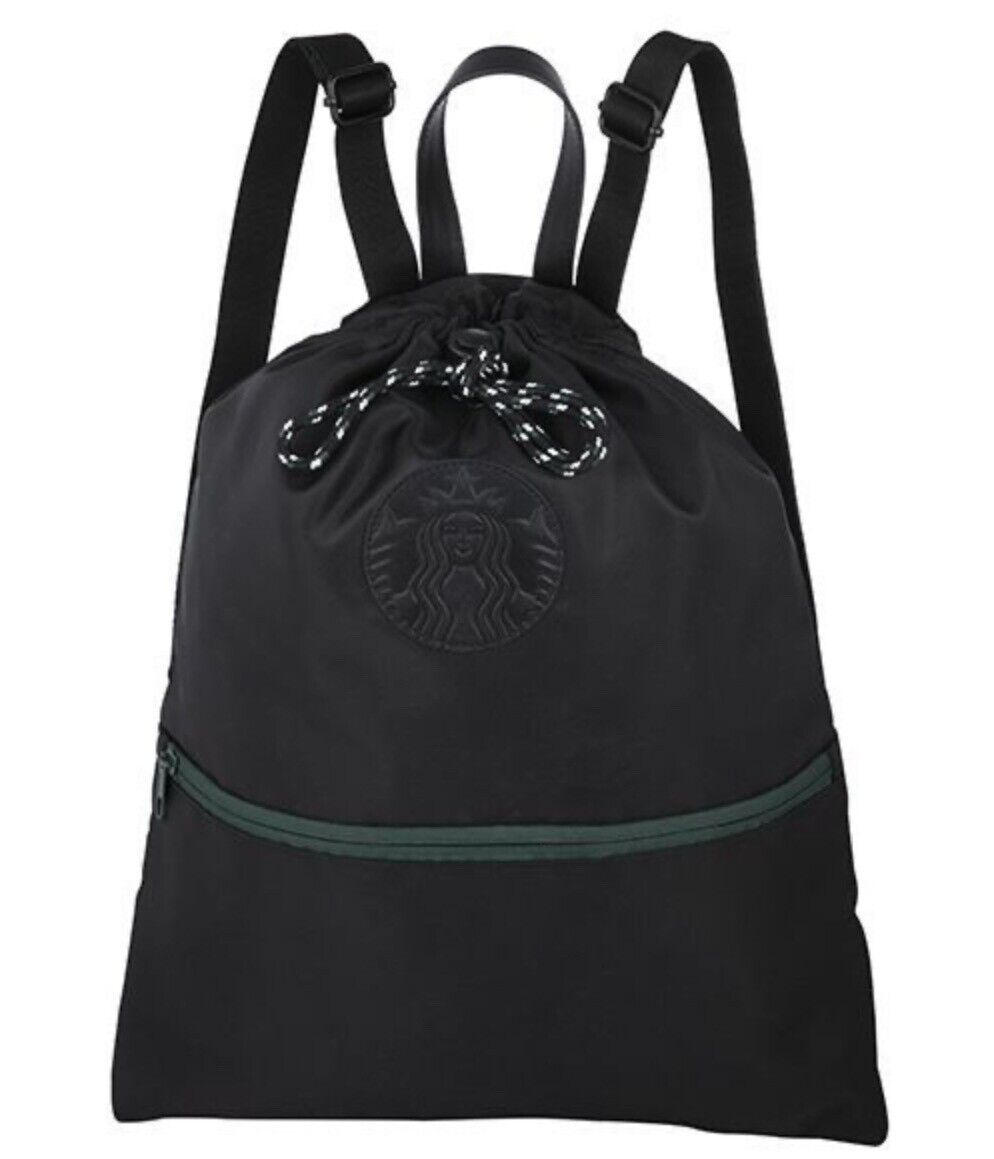 Starbucks Backpack Black Cinch Style With Shoulder Straps Very Rare Thailand