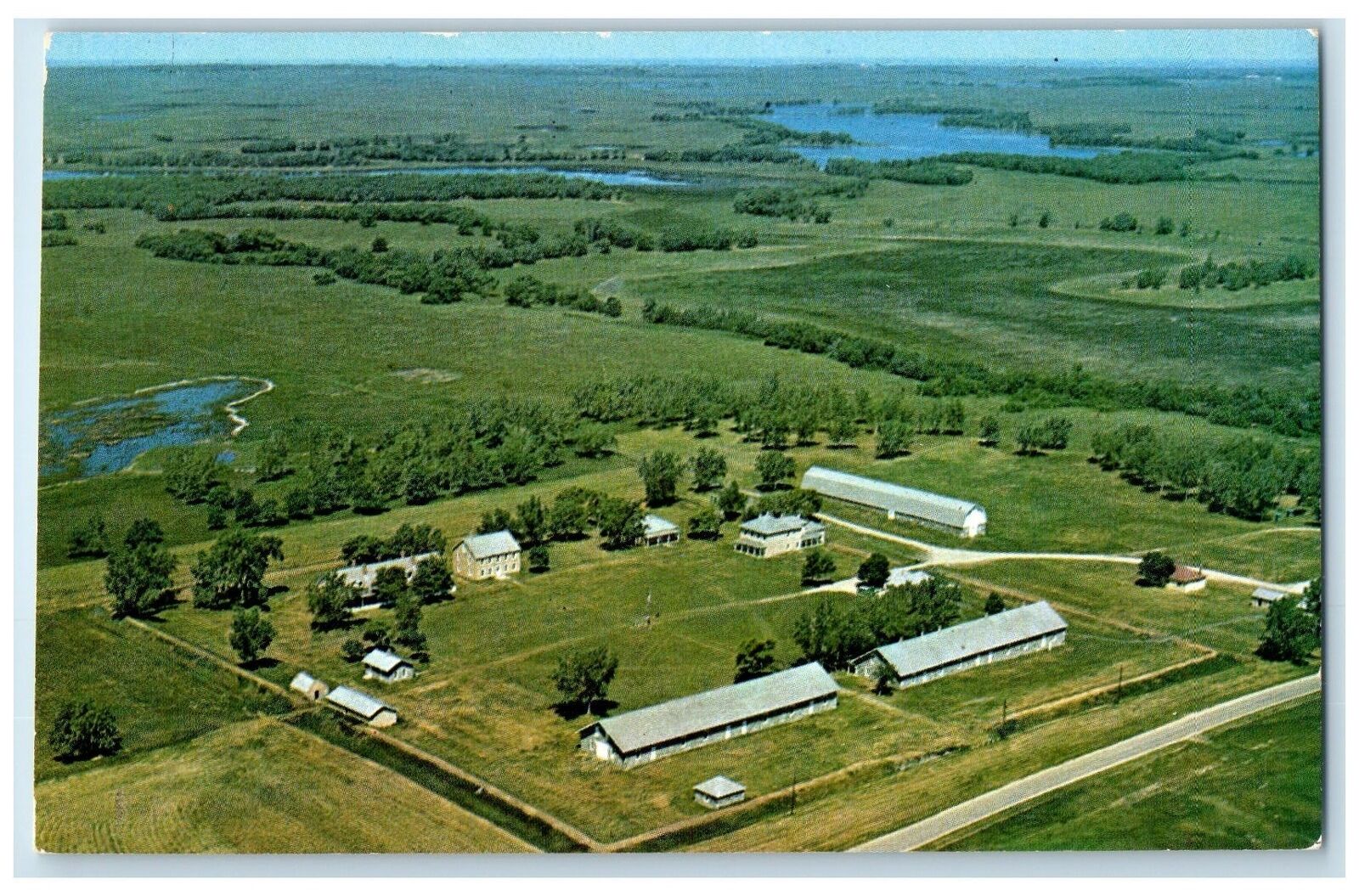 c1950 Aerial View Fort Sisseton 1864 To1889 Building Lakes South Dakota Postcard