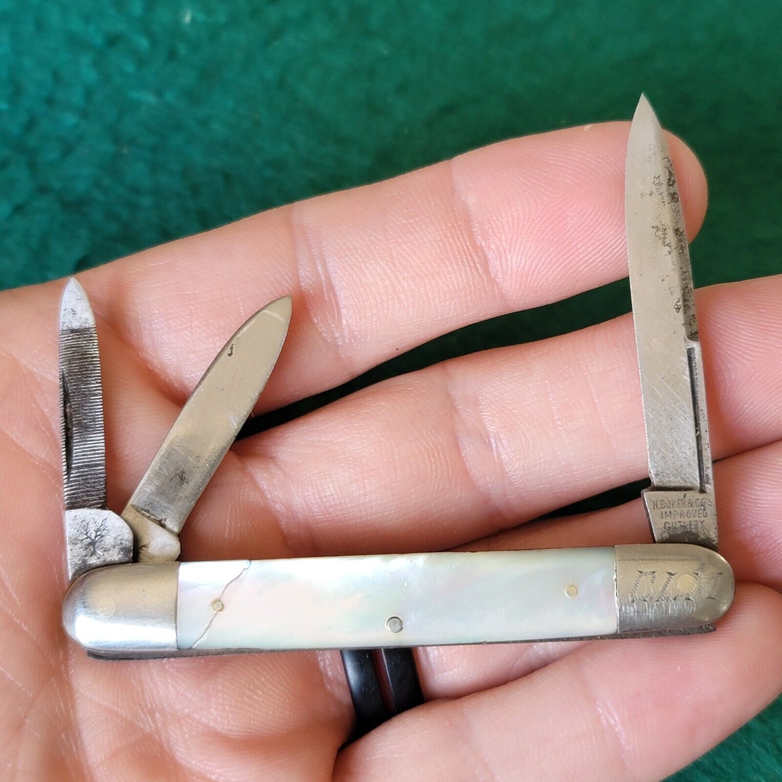 Old Vintage Antique H Boker Improved Cutlery Split Back Whittler Pocket Knife
