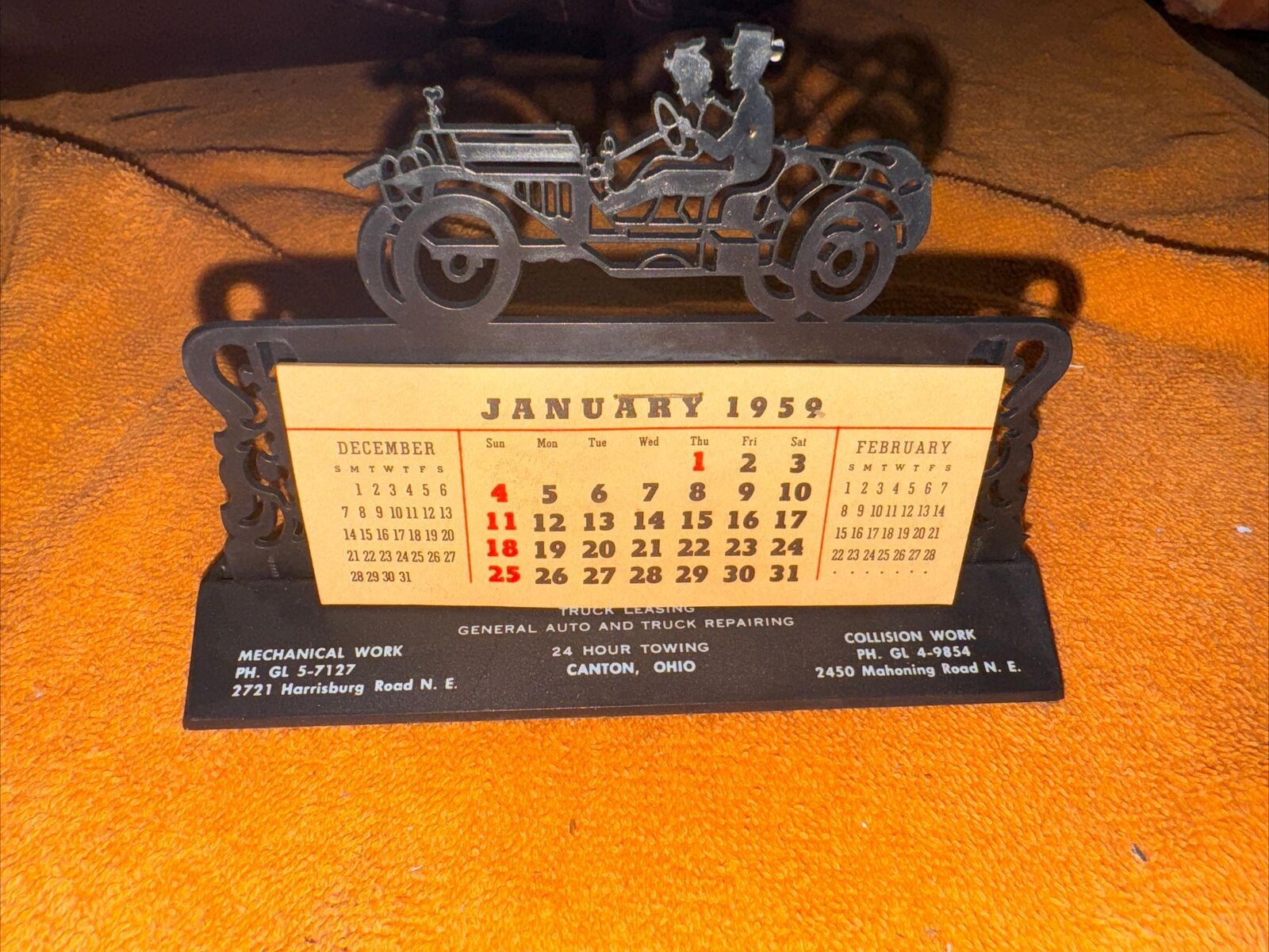 Vintage Gift Calendar Holder with 1959 Calendar