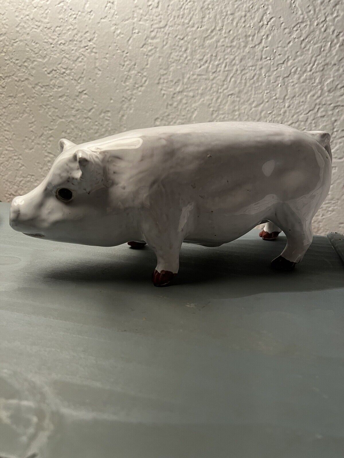 Vintage Very Rare & One of a Kind Large Pig Glazed Figurine from Bavent, France