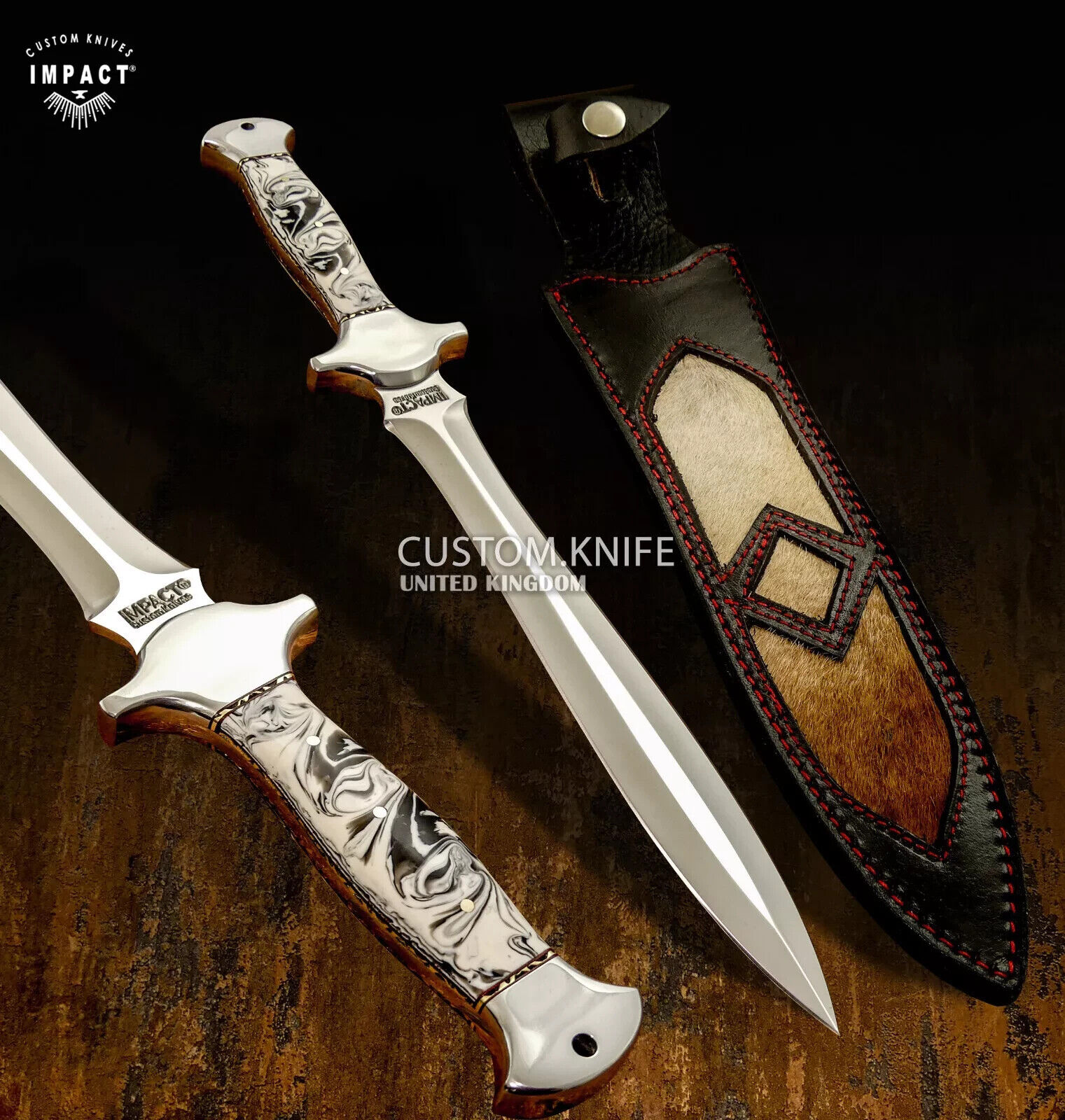 IMPACT CUTLERY CUSTOM TACTICAL HUNTING DAGGER KNIFE RESIN HANDLE- 1631