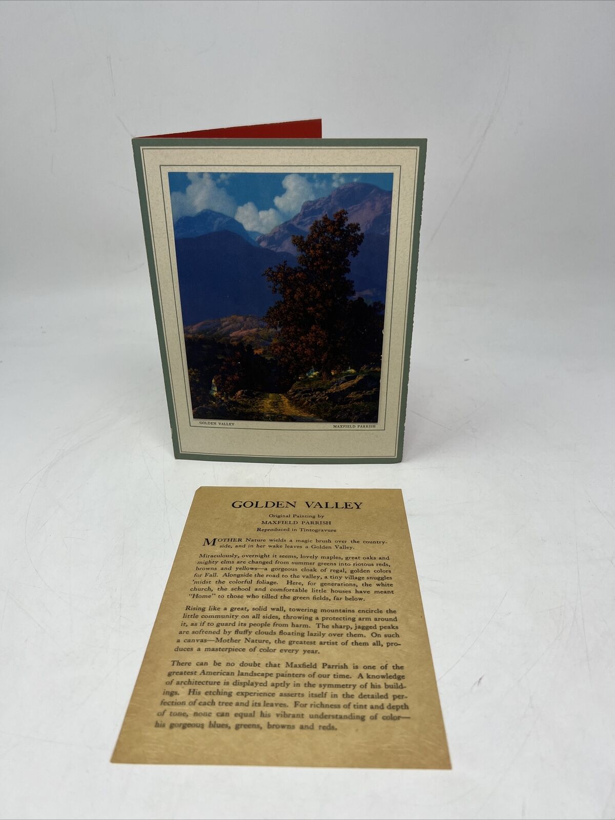 Vintage Rare Maxfield Parrish An American Landscape Golden Valley Christmas Card
