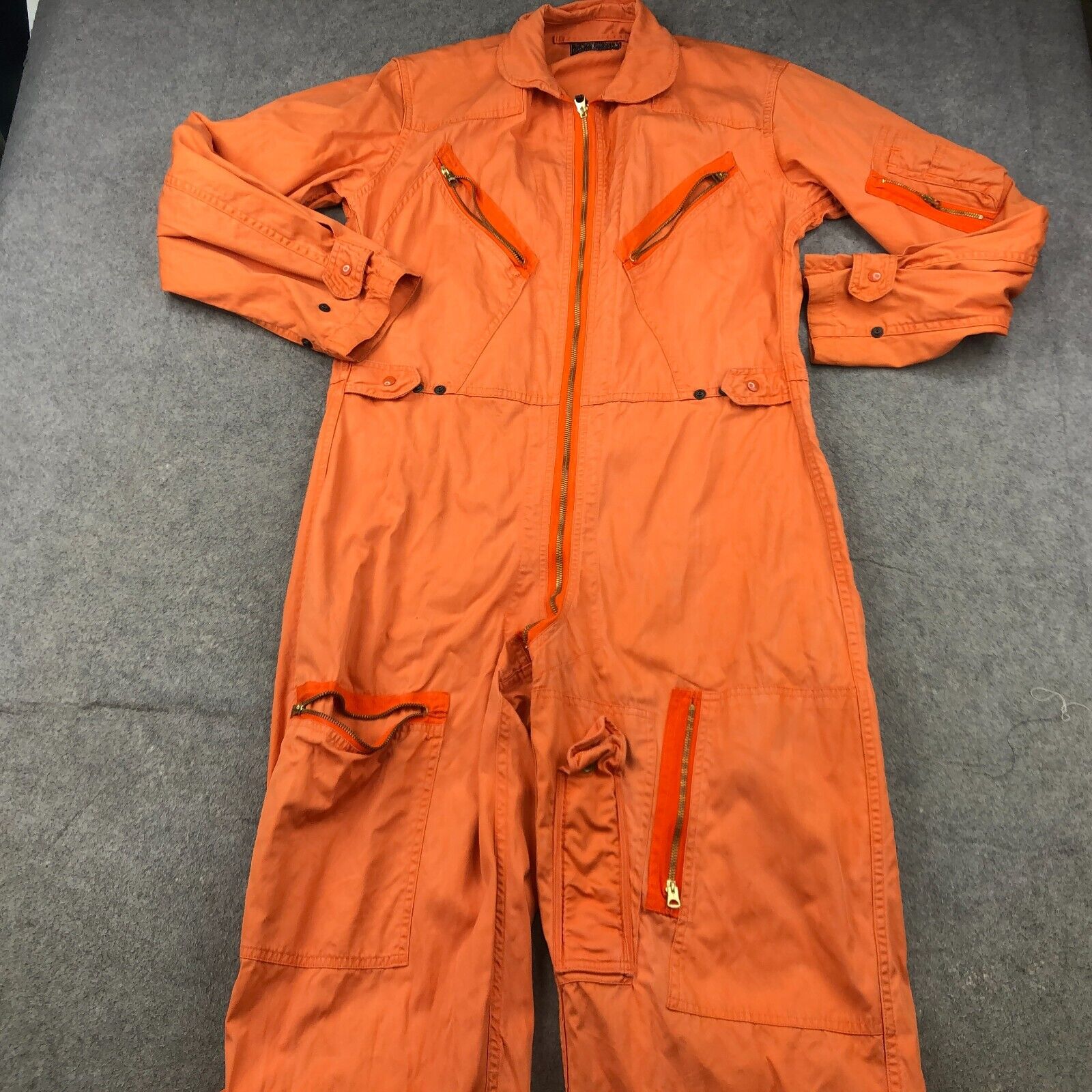 Vintage Flight Suit Orange Coveralls Jumpsuit Medium US Military USAF 1960s