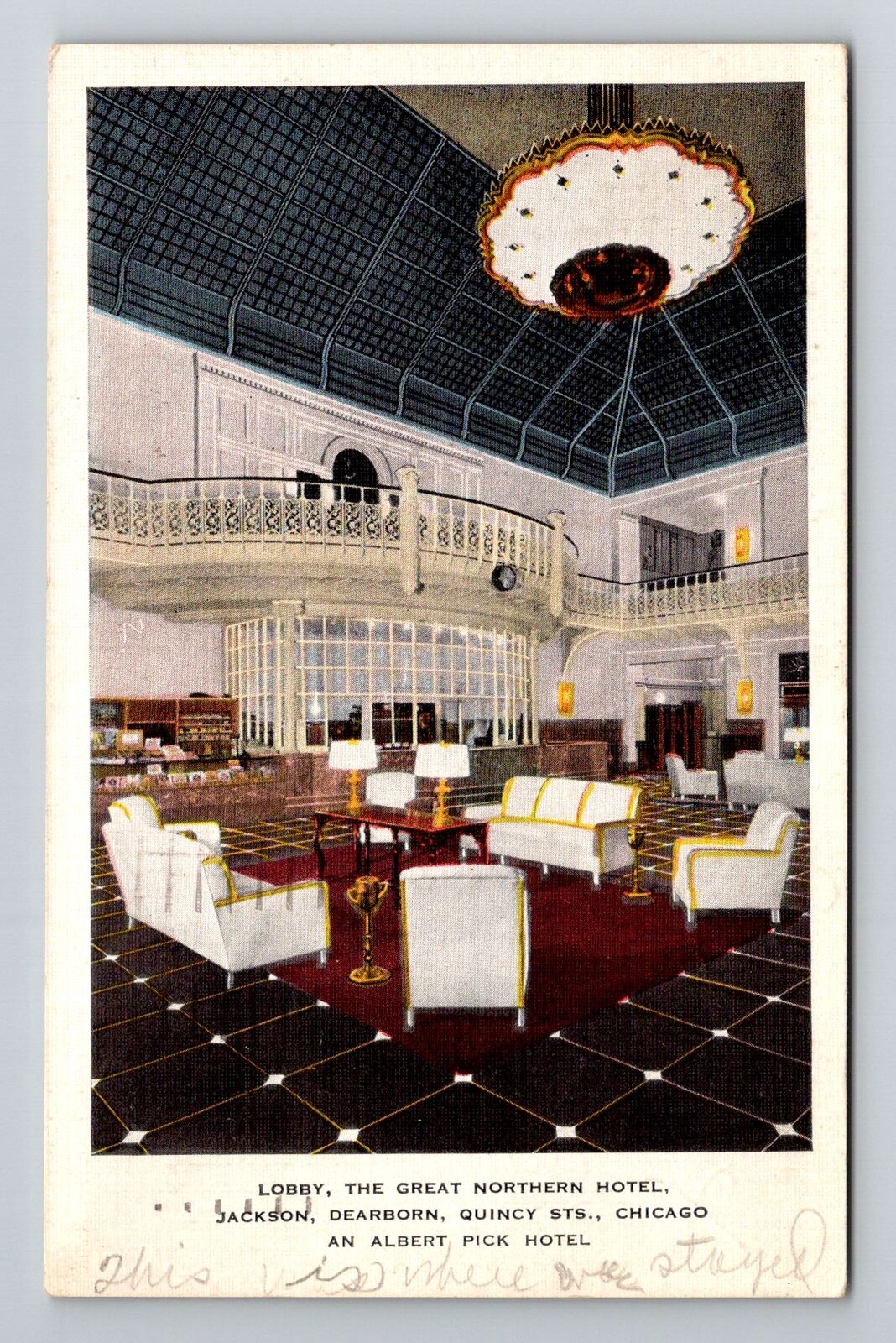 Chicago IL-Illinois, Lobby, Great Northern Hotel Vintage c1938 Souvenir Postcard