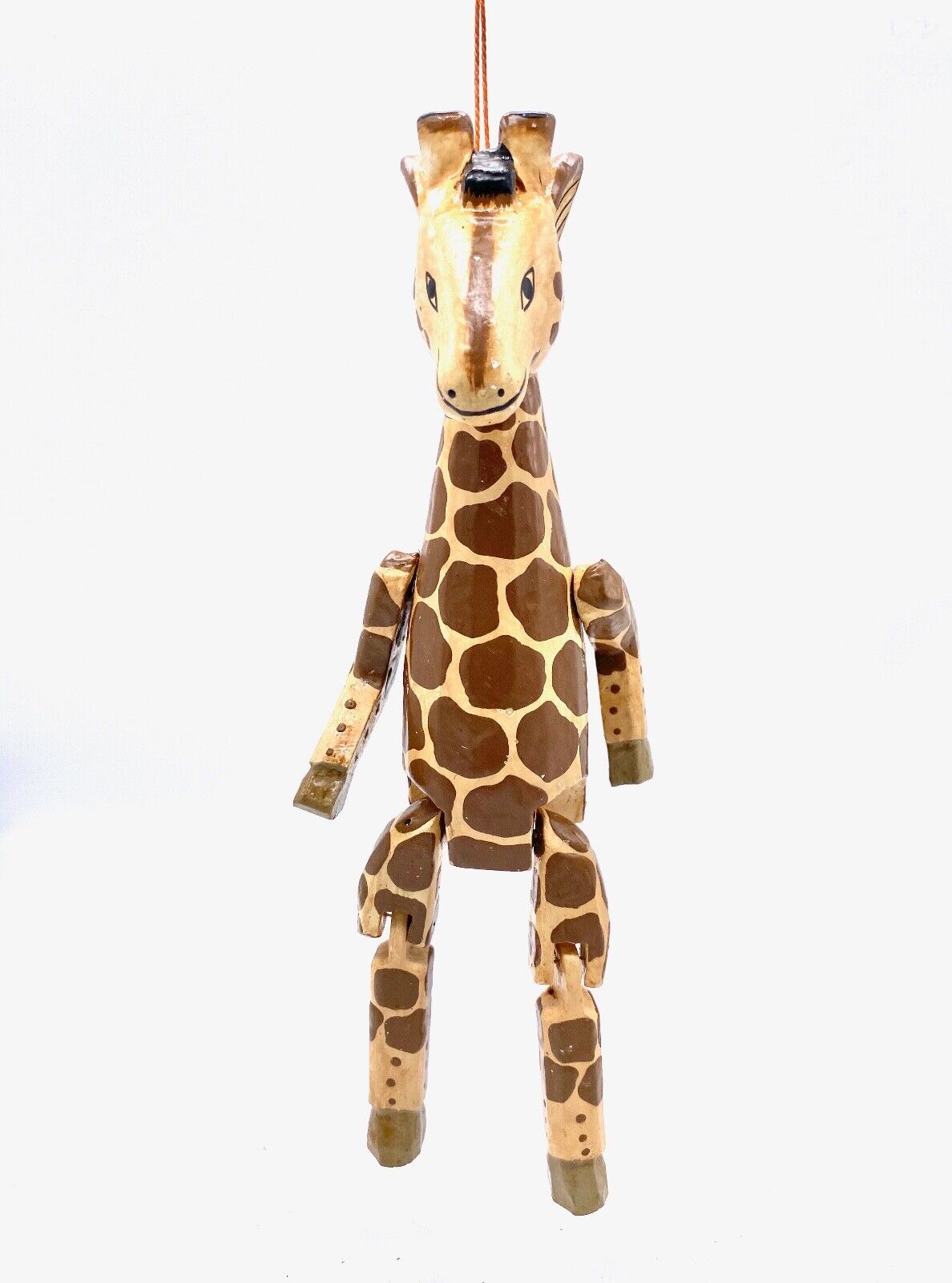  Giraffe Puppet Ornament That Is Hand Painted Carved From Reclaimed Wood