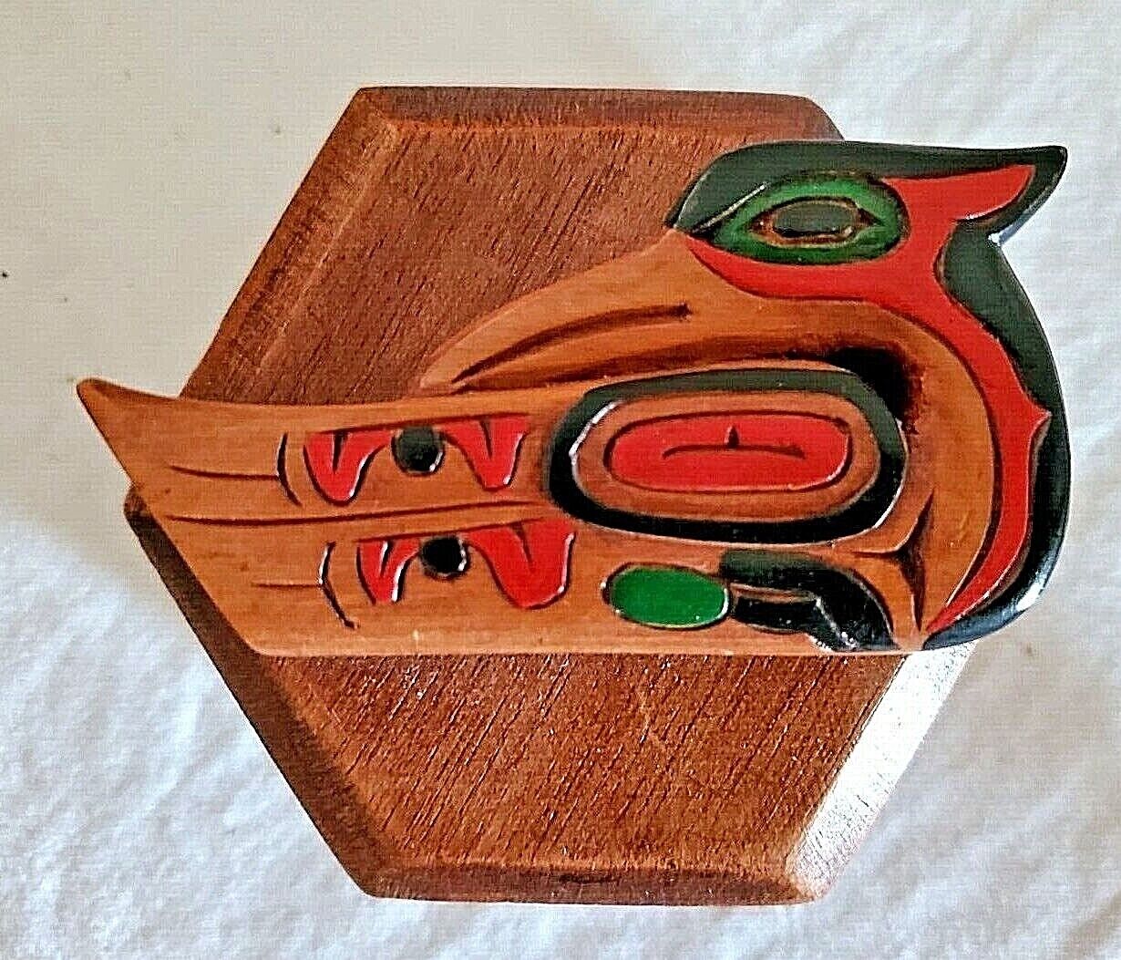 NATIVE Pacific Northwest CANADA Carved LOON Spirit Box \