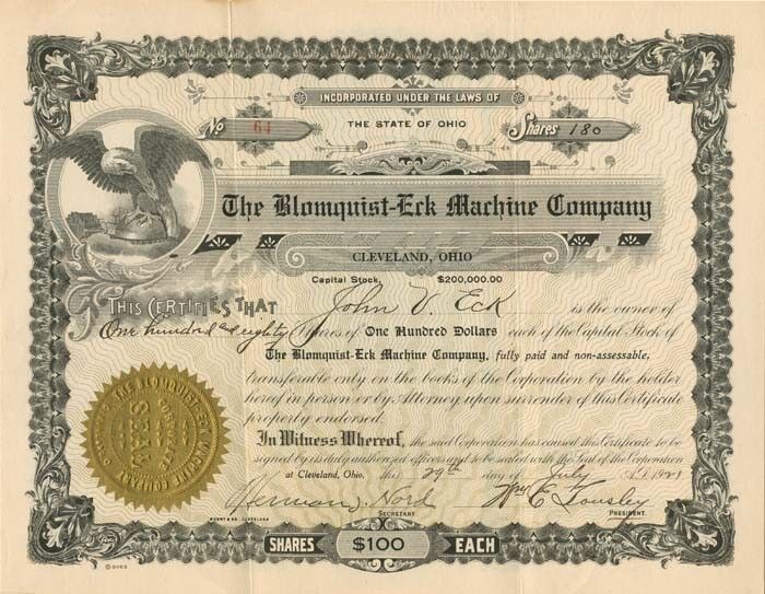 Blomquist-Eck Machine Co. - General Stocks