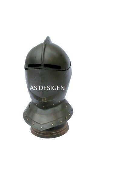 Medieval European Closed Burgonet Black antique Helmet Armor Viking Knight
