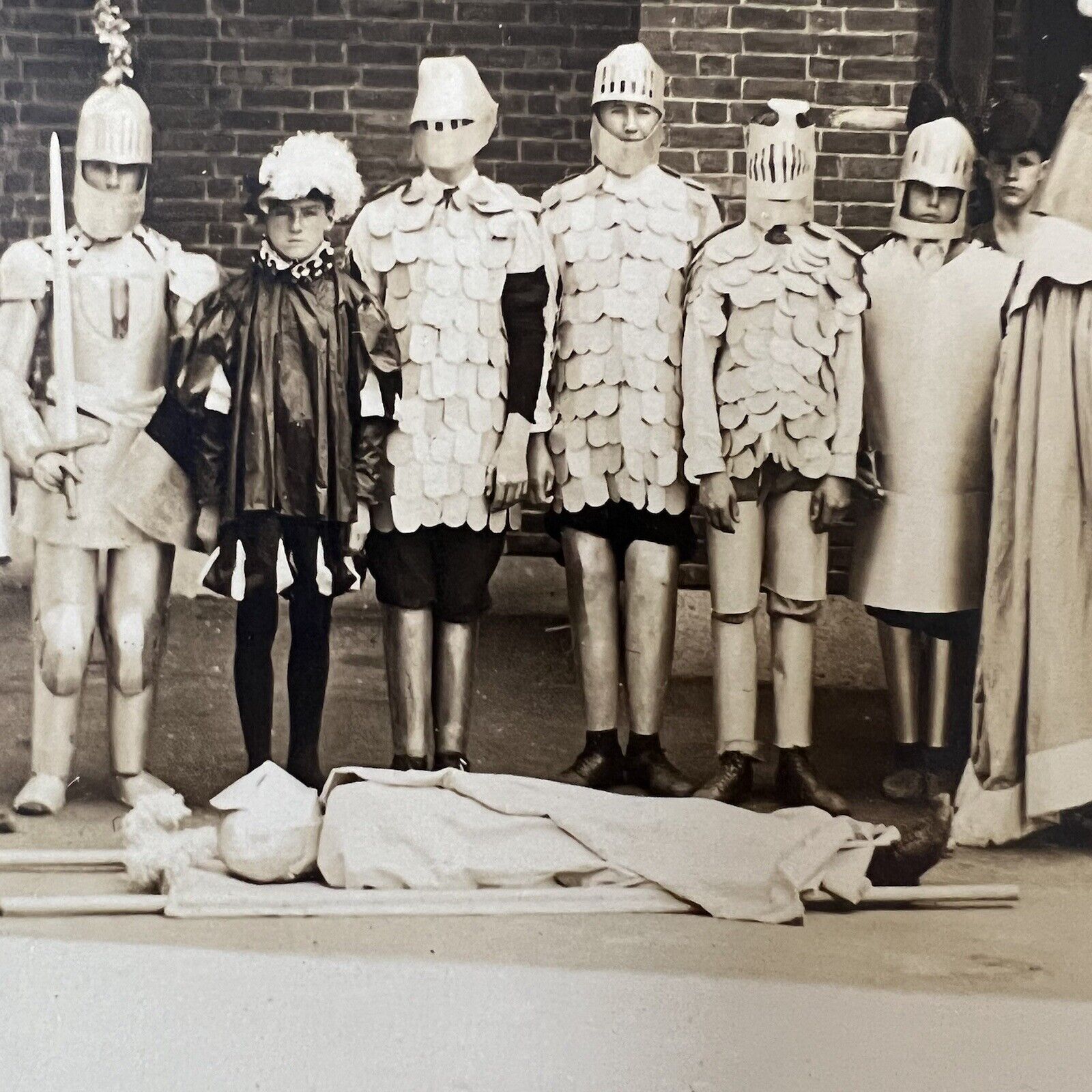 Antique Cabinet Card Photograph Children’s Medieval Theatre Death Scene Odd NH
