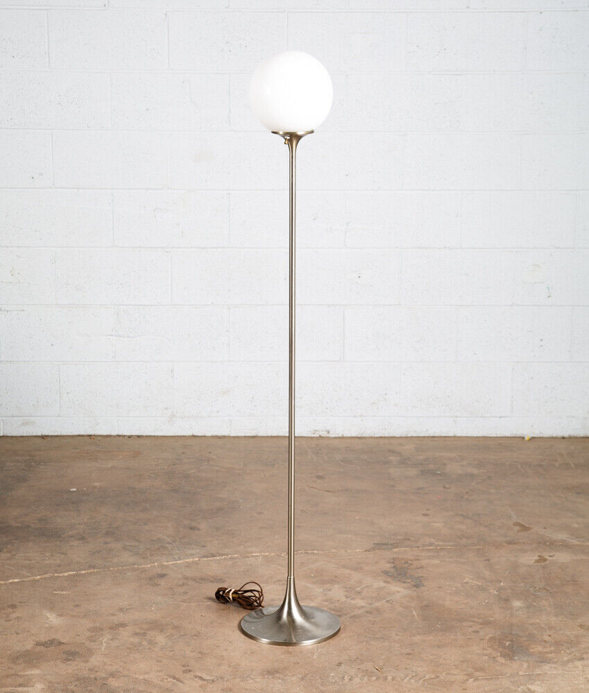 Mid Century Modern Floor Lamp Laurel Orb Round Lighting MCM Brass Silver Vintage