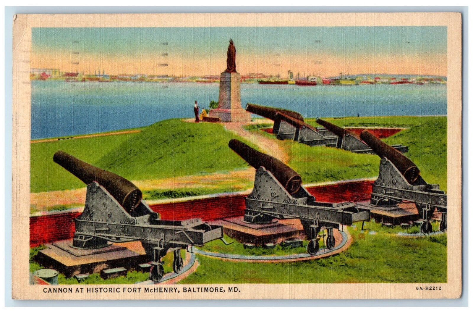 1938 Cannon At Historic Fort McHenry Monument Baltimore Maryland MD Postcard