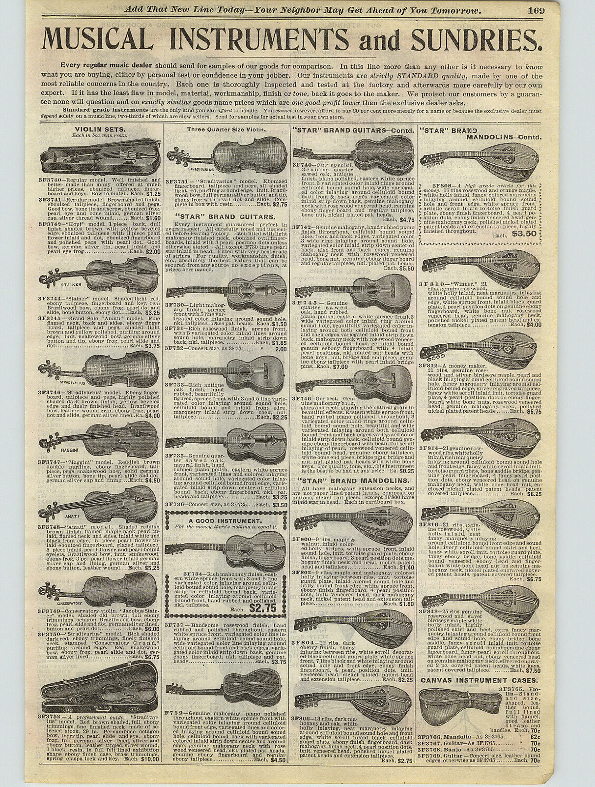 1909 PAPER AD Vintage Violin Stradivarius Amati Maggini Stainer Models Accordion