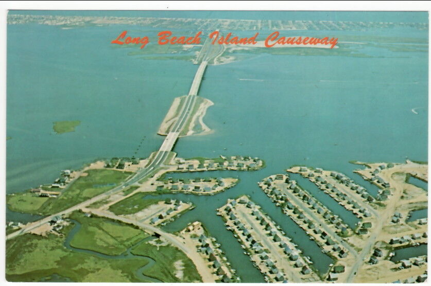 LONG BEACH ISLAND NJ Causeway Aerial postcard
