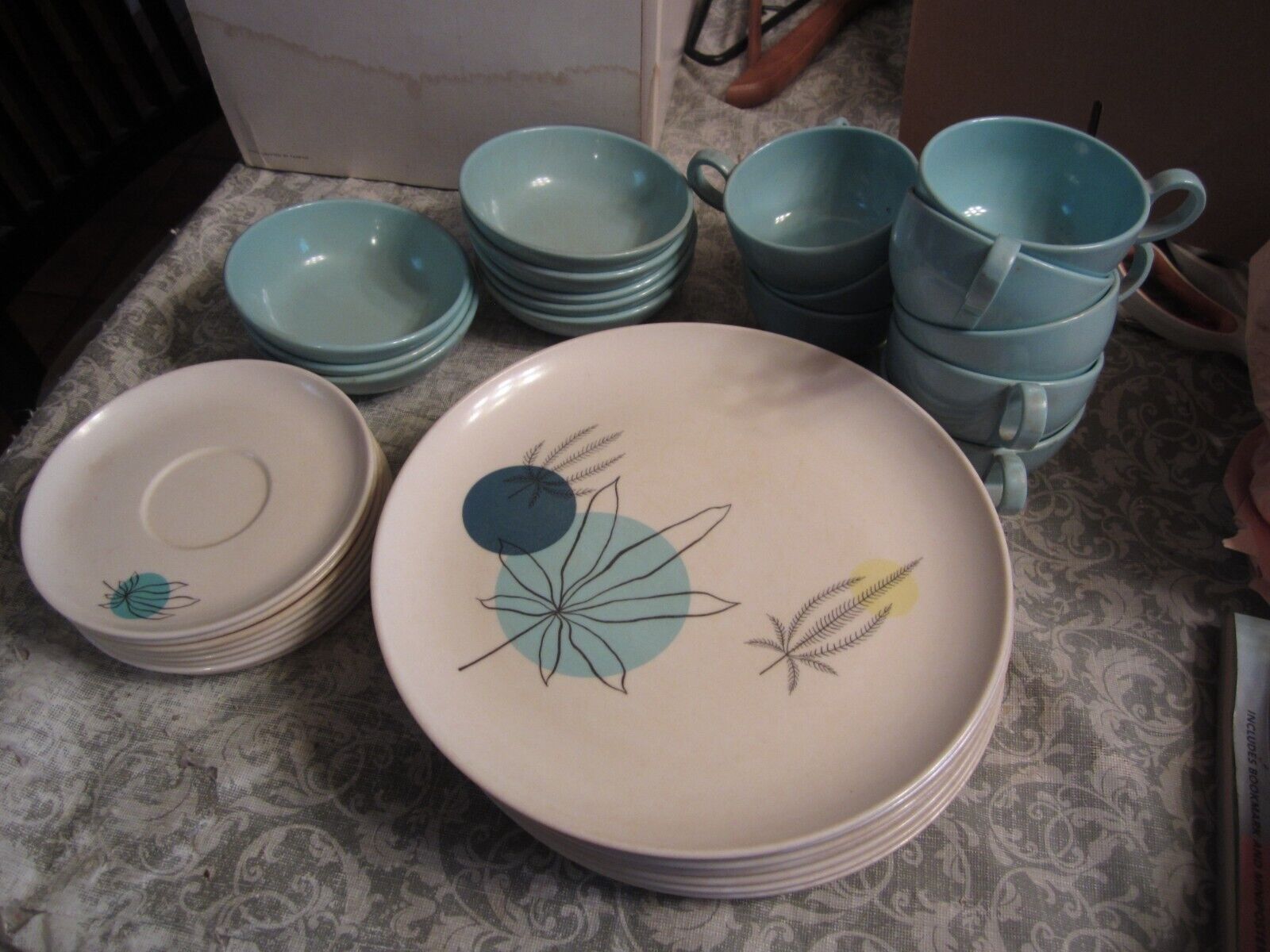 Vintage Melmac Plates Bowls Saucers Cups 32 pcs FANTASY LINE  1950s USA