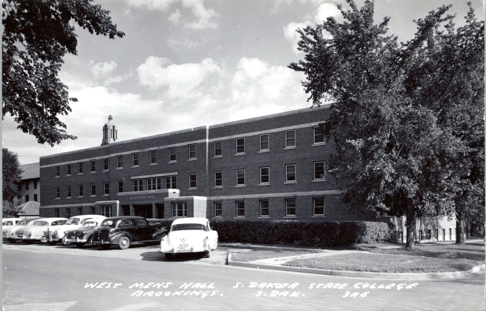RPPC Scobey Hall, South Dakota State College, Brookings SD Postcard - Demolished
