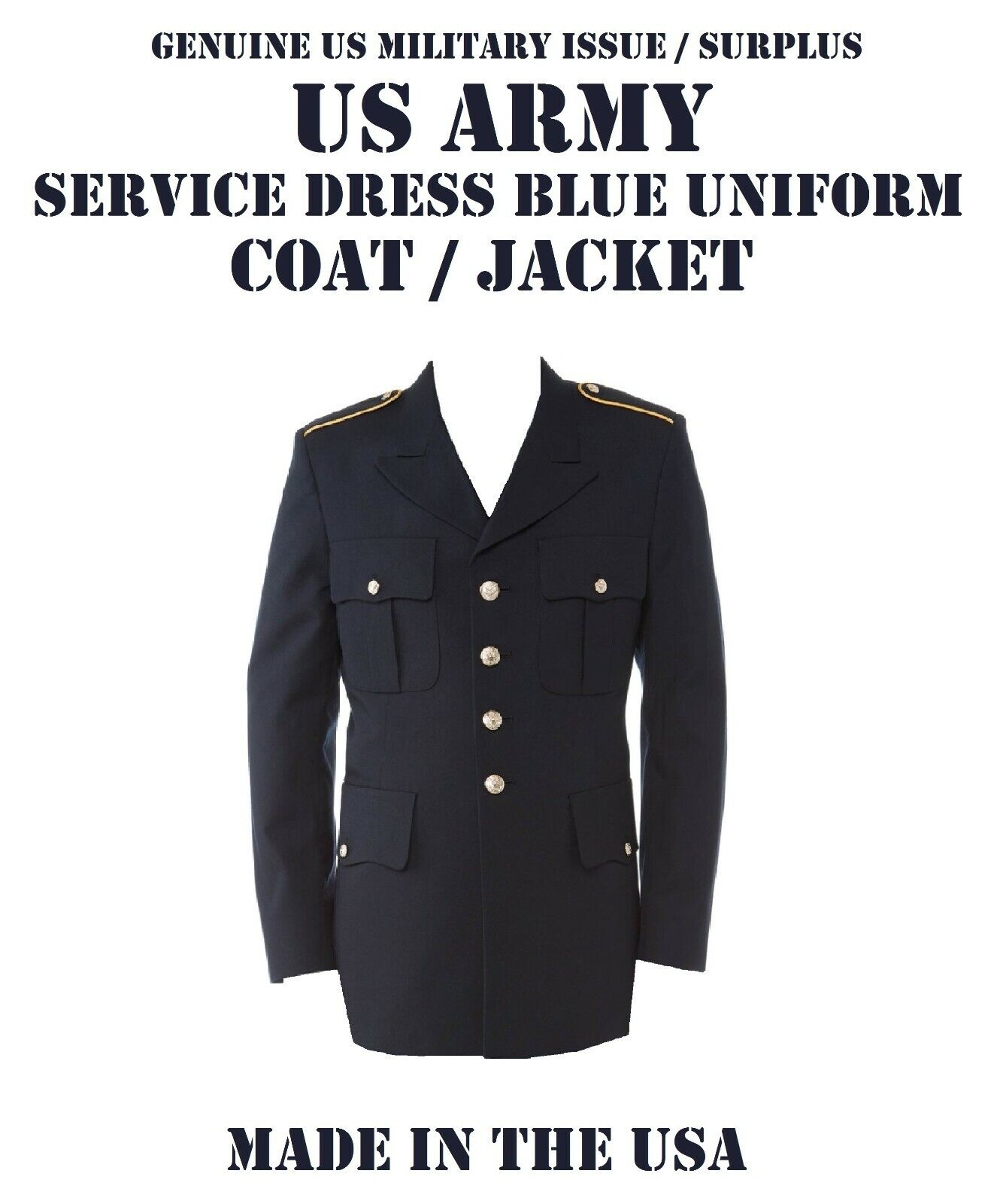 US ARMY MILITARY MEN'S 50L CLA SERVICE DRESS BLUE BLUES ASU UNIFORM COAT JACKET