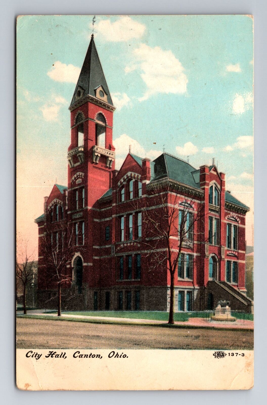 Canton OH-Ohio, City Hall, Antique Vintage c1909 Souvenir Postcard