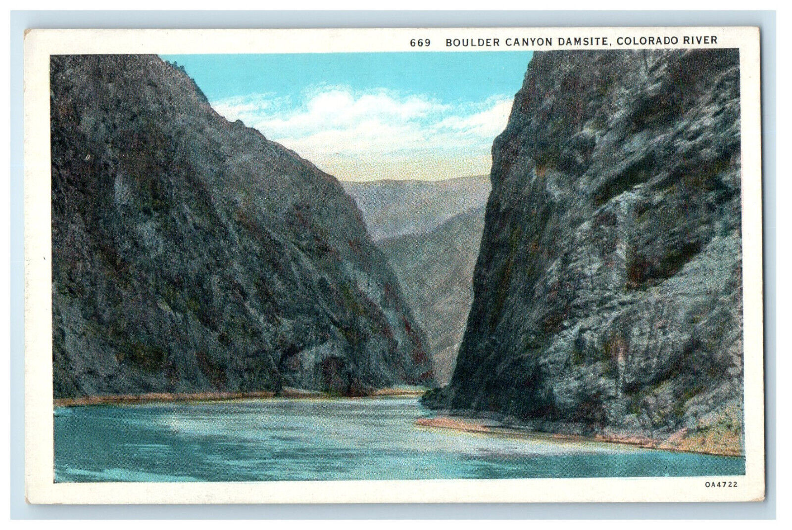 c1920s Boulder Canyon Damsite Colorado River CO Unposted Postcard