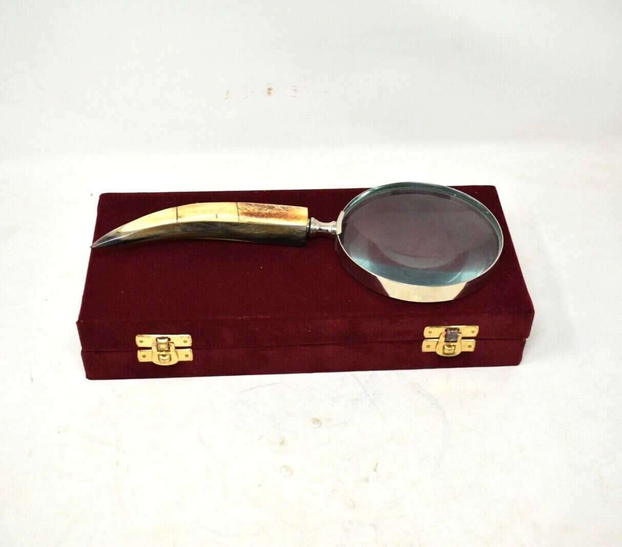 Magnifying Glass Real Ox Horn Handle Brass Round Lens Jewelry,Crafts,Best Gifts