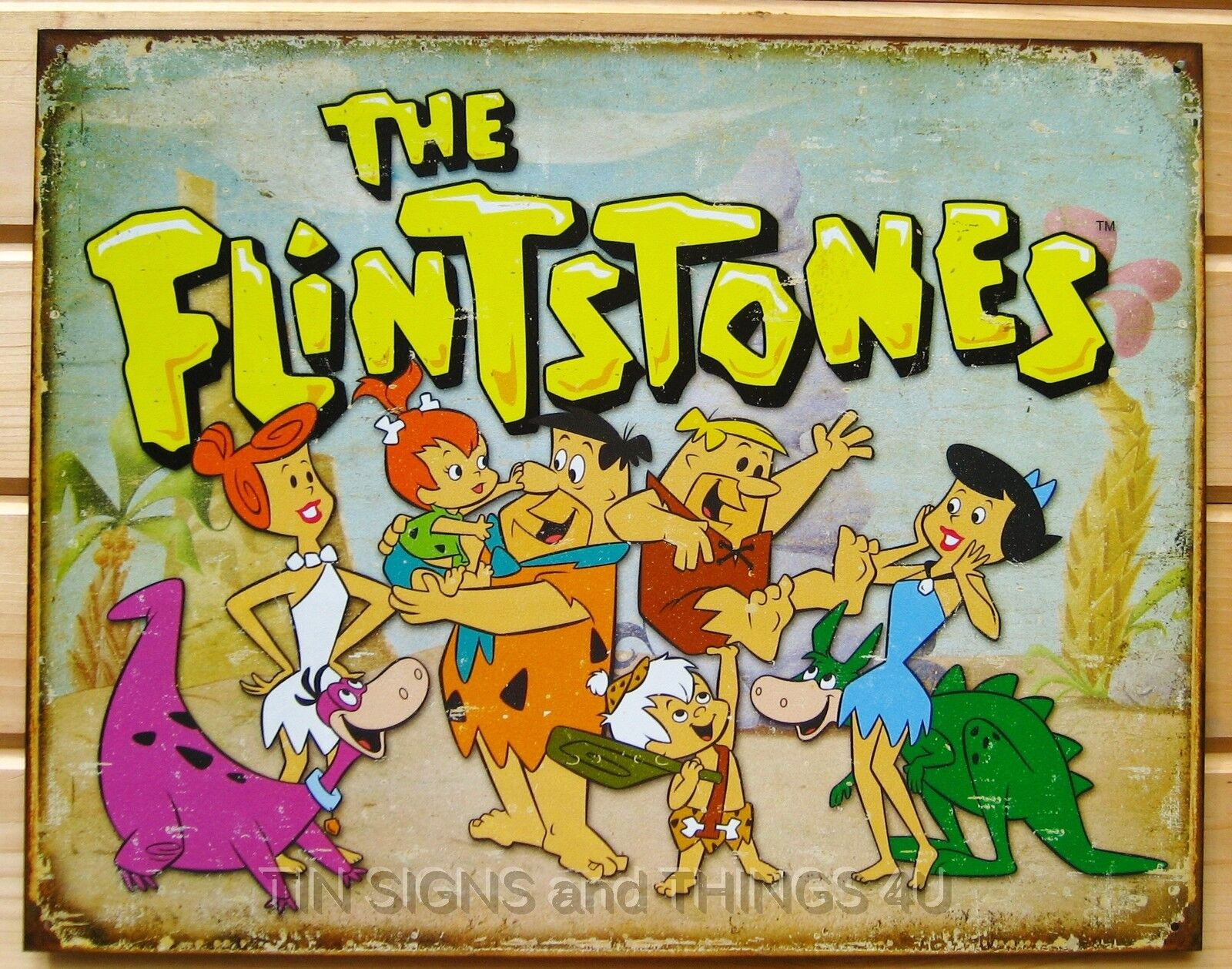 The Flintstones TIN SIGN retro vtg cartoon metal poster kid room wall decor 1853