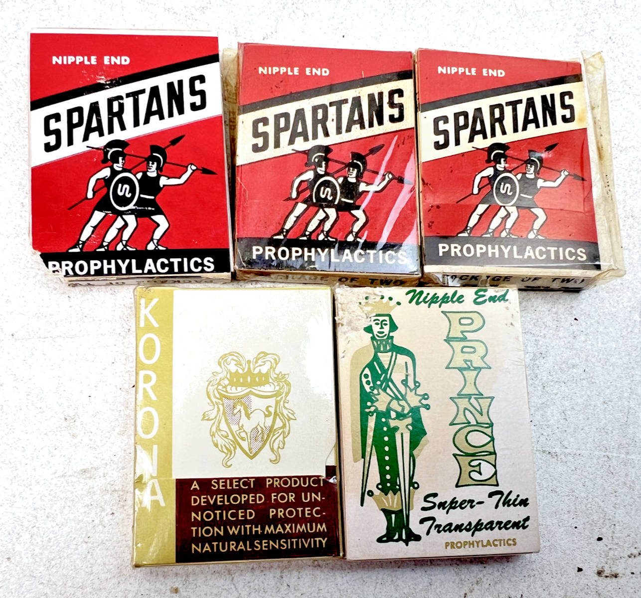 Vintage Spartans, Prince, & Korona Condom Packs - Lot of 5