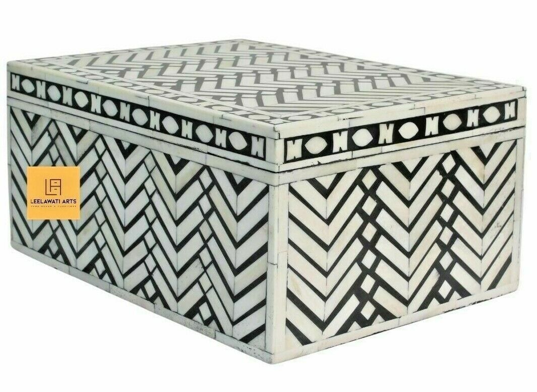 Home Decorative Box Bone Inlay Zig Zag Design Storage Box 