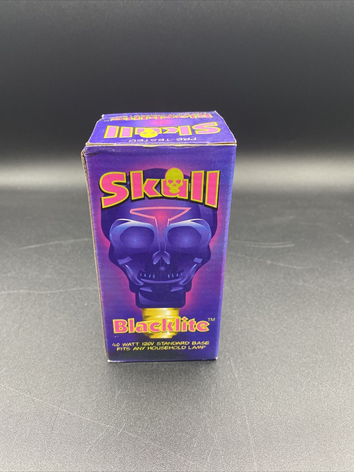 Vintage 1990s Purple Black Light Bulb Skull Blacklite NOS