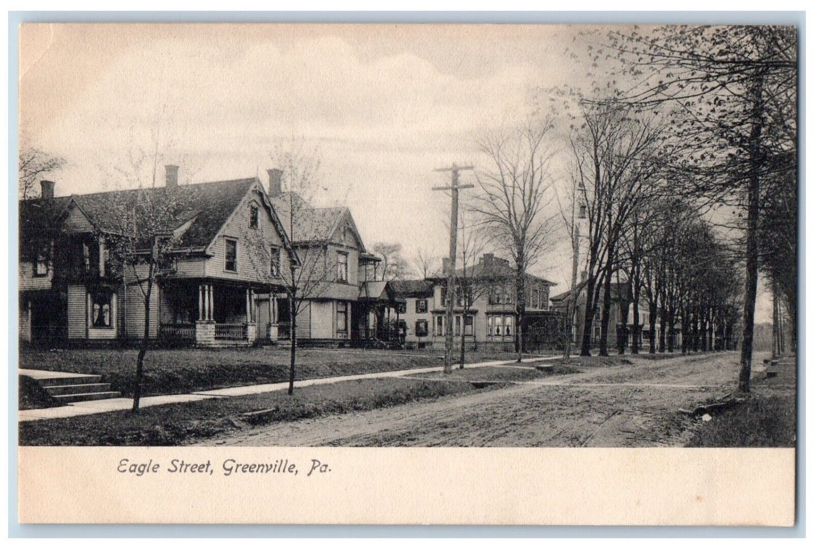 Greenville Pennsylvania PA Postcard Eagle Street Dirt Road Rotograph c1905