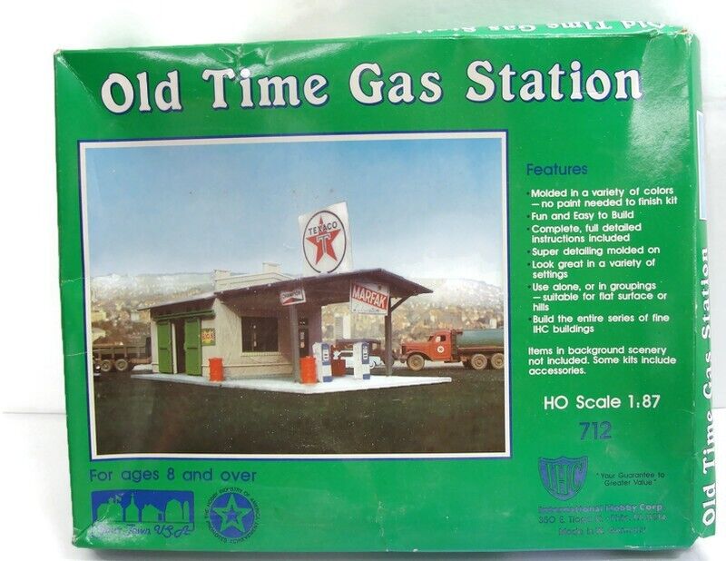 Model Old Time Gas Station Kit #712 Complete 1/87 Texaco Intl. Hobby Corp